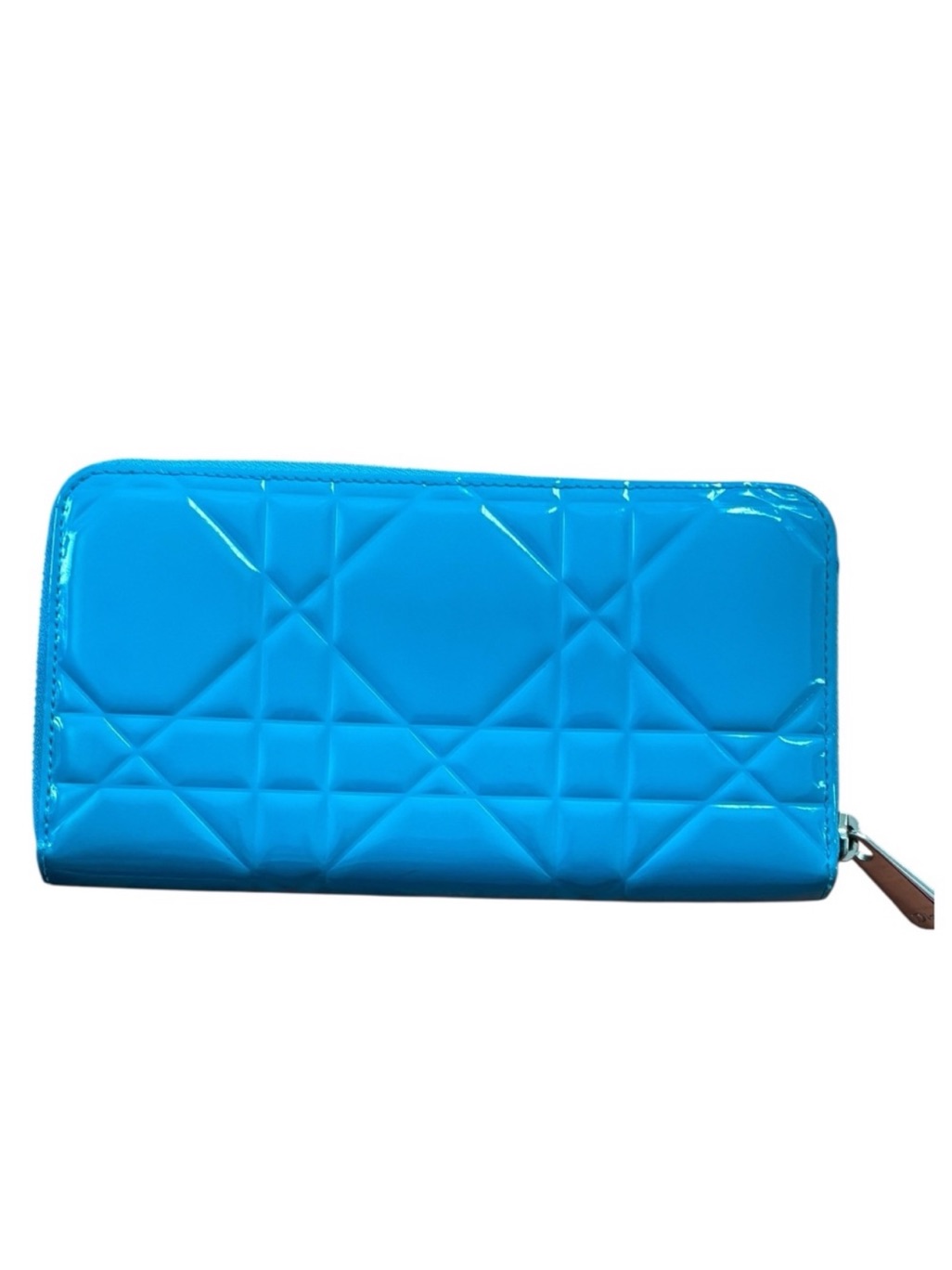 Christian Dior Cannage Patent Leather Long Zippy Wallet With Coa